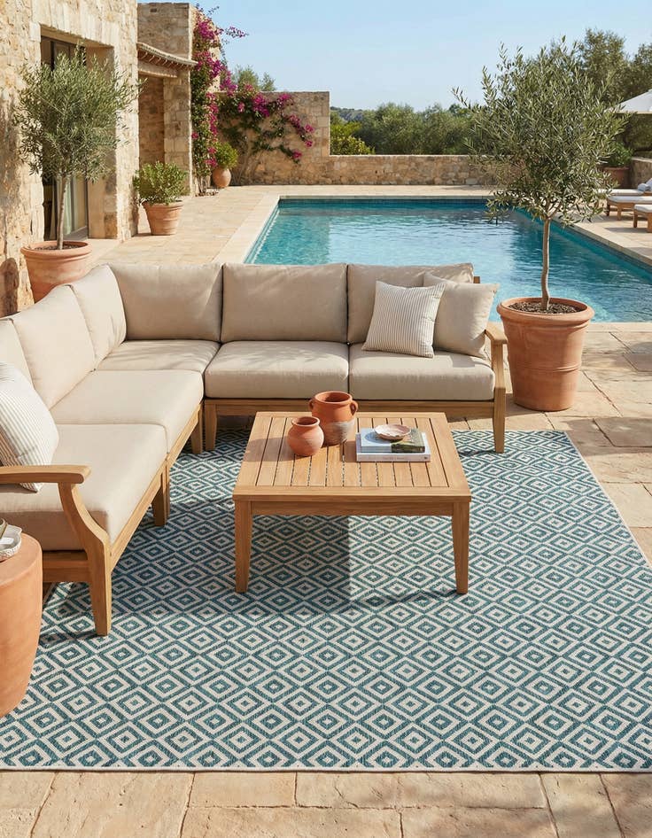 Detail image of 7' 10 x 7' 10 Easy-Clean Jill Zarin Costa Rica Indoor / Outdoor Square Rug