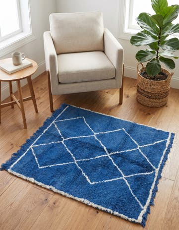 3' 6 x 4' 5 Hand Knotted Moroccan Wool Square Rug