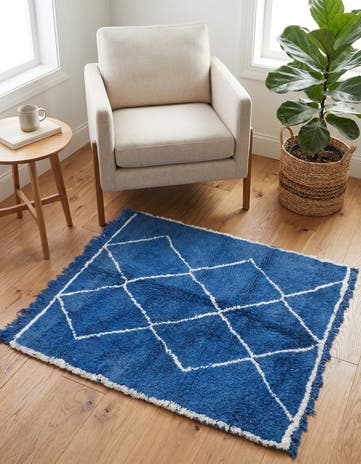3' 6 x 4' 5 Hand Knotted Moroccan Wool Square Rug