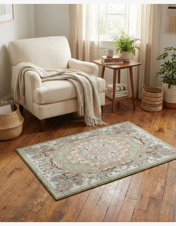 Light Green Kamala Washable Rug