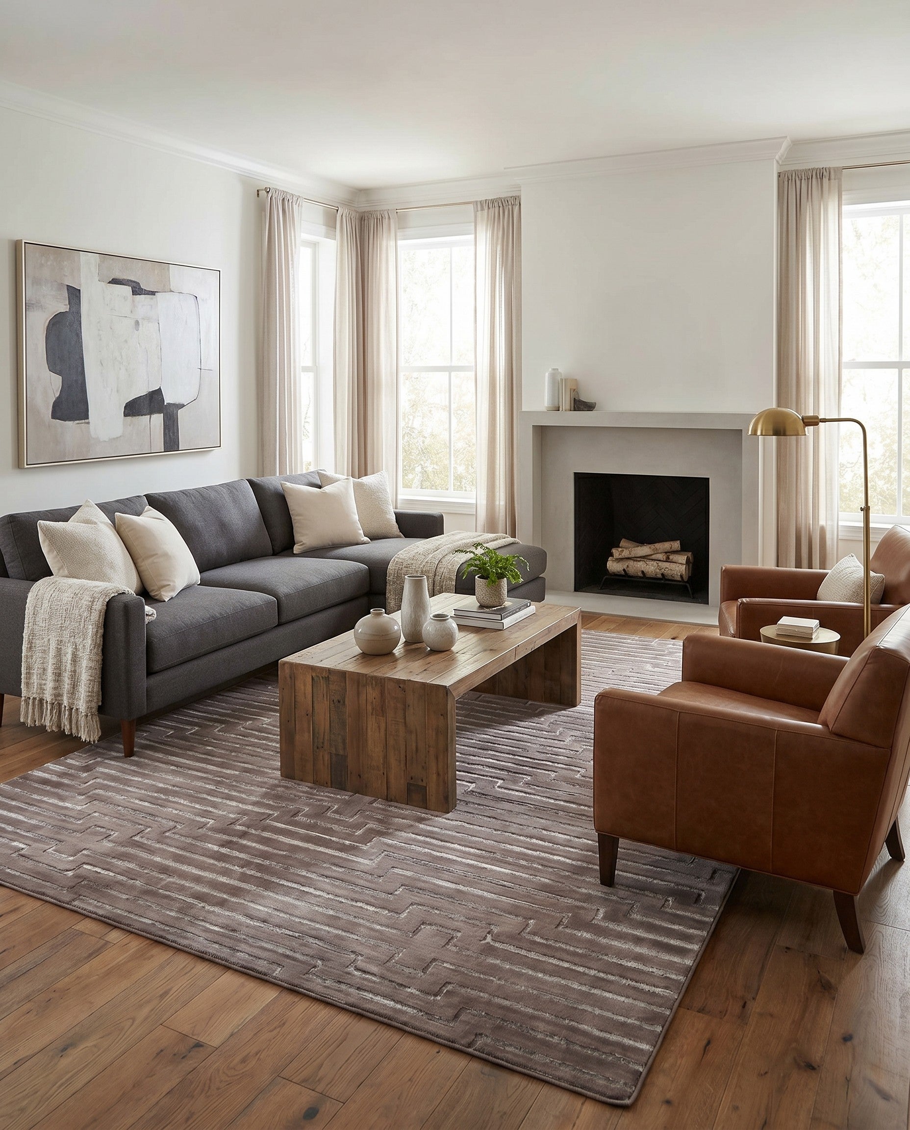 Gray and Silver Vogue Geo Rug