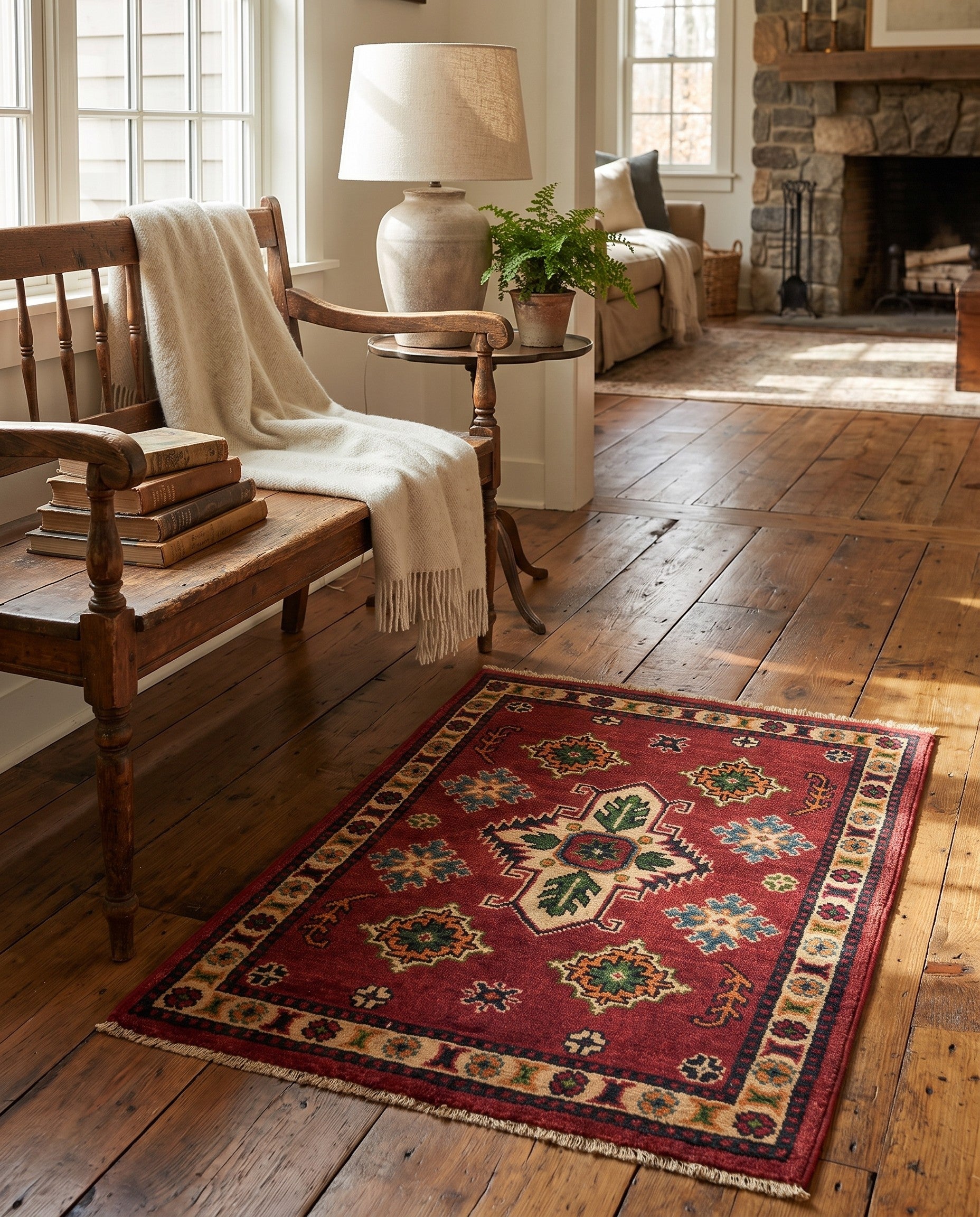 1' 11 x 2' 9 Hand Knotted Kazak Rug