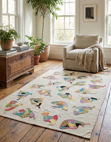 3' 9 x 5' 10 Hand Woven Kilim Suzani Wool Rug