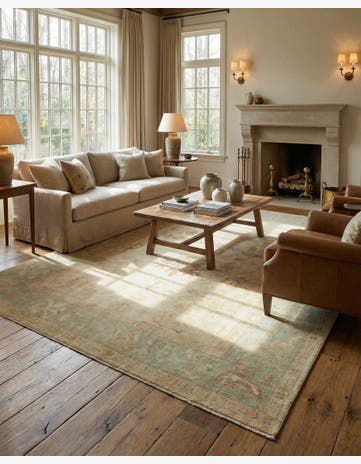 8' 6 x 10' Hand Knotted Oushak Wool Rug