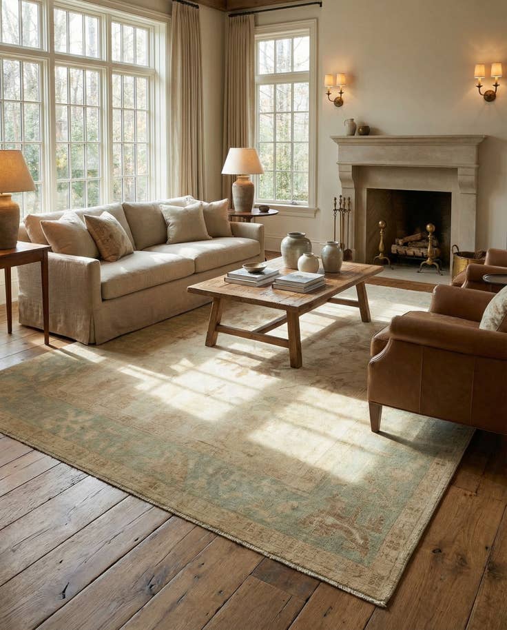 Detail image of 8' 6 x 10' Hand Knotted Oushak Wool Rug