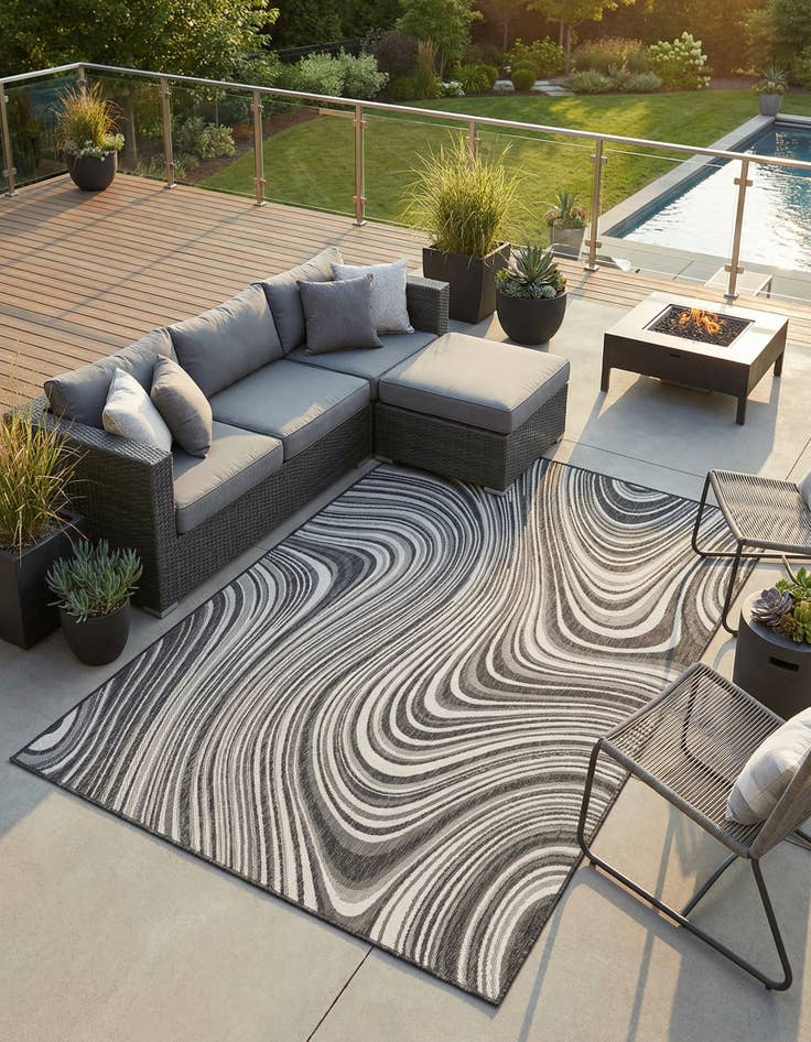 Detail image of 5' 3 x 8' Washable Modern Indoor / Outdoor Rug