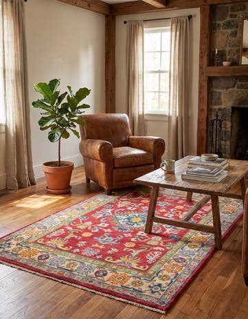 3' 4 x 4' 11 Hand Knotted Kazak Rug