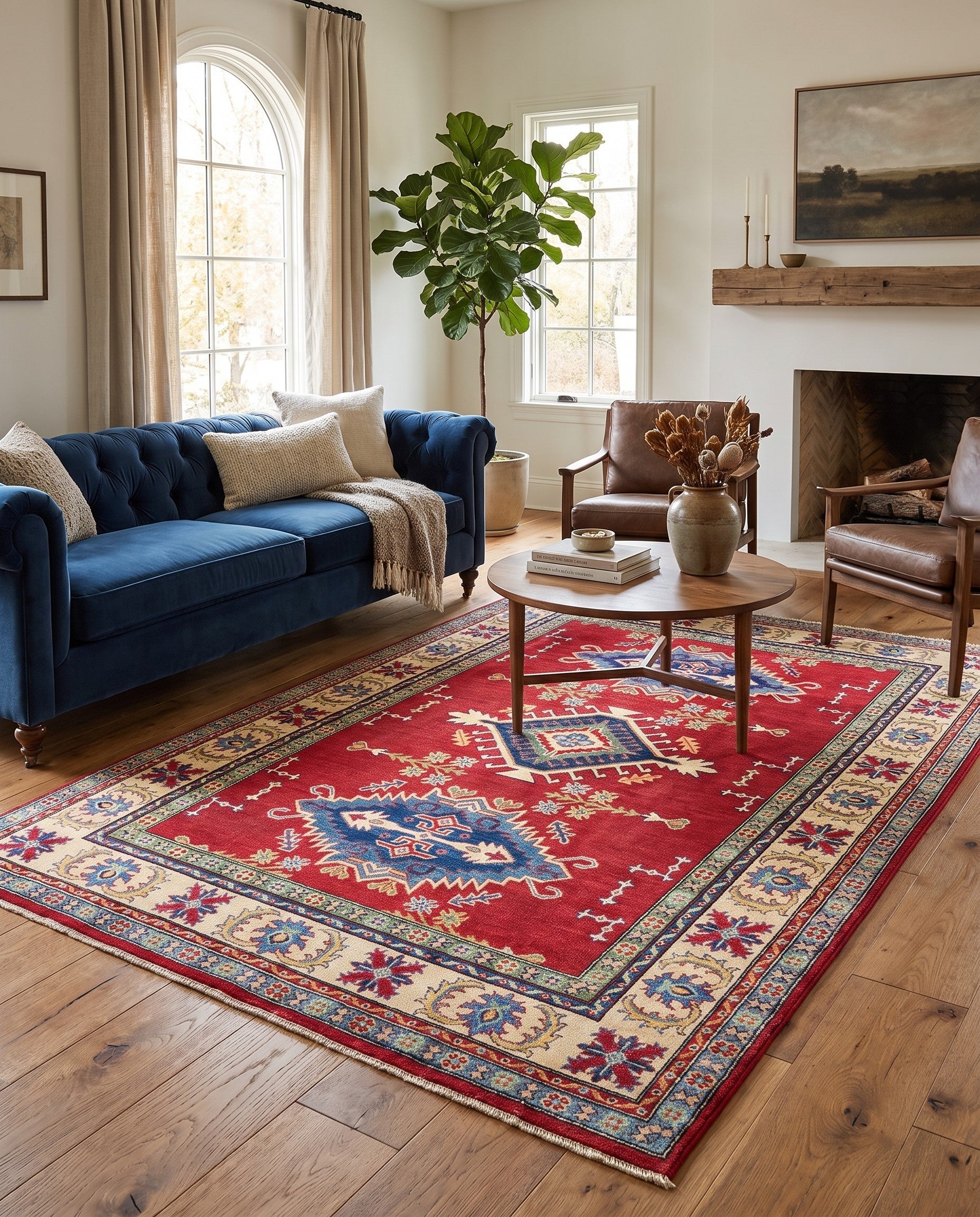 6' 4 x 9' 1 Hand Knotted Kazak Rug