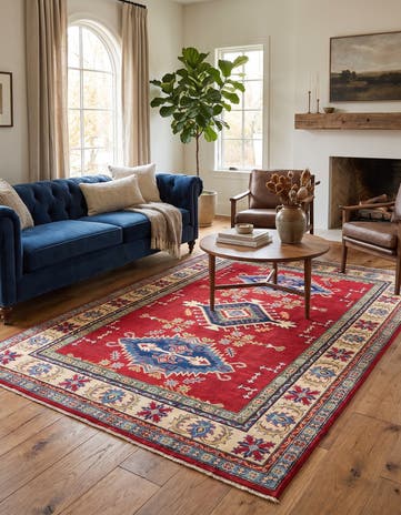 6' 4 x 9' 1 Hand Knotted Kazak Rug