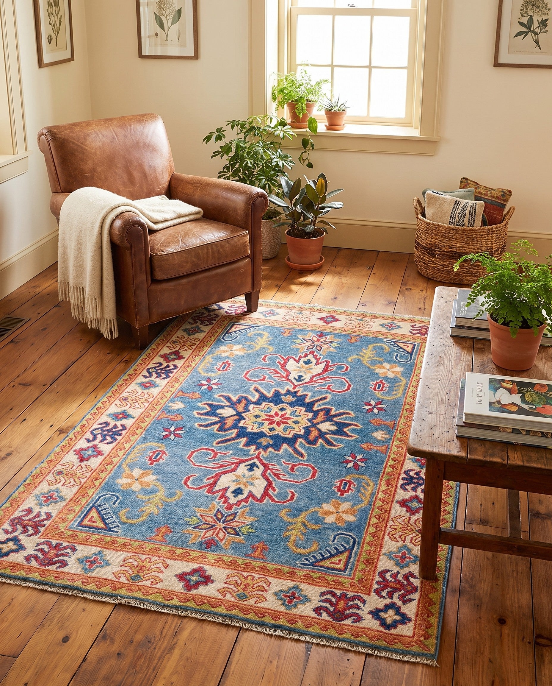 3' 5 x 4' 10 Hand Knotted Kazak Rug