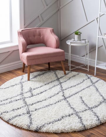 Ivory Soft Touch Shag Round Rug
