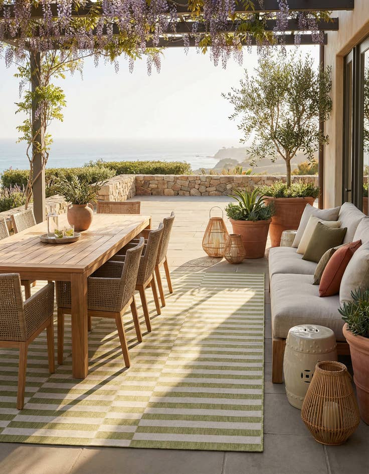 Detail image of 10' x 14'  Washable Striped Indoor / Outdoor Rug