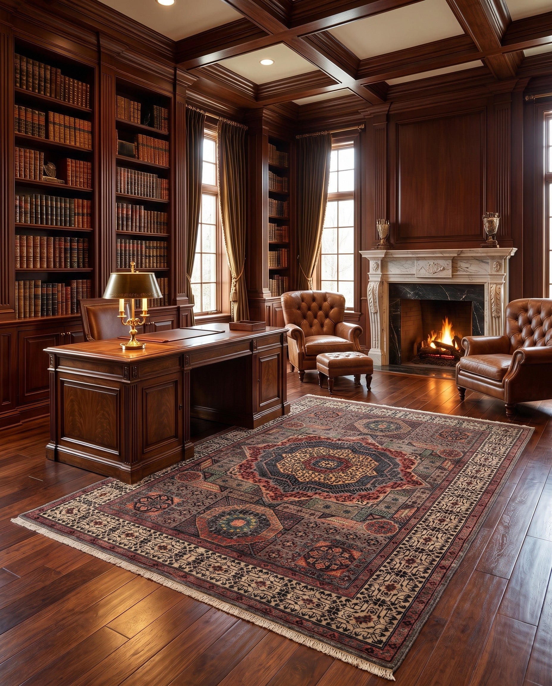 4' 11 x 6' 7 Hand Knotted Mamluk Ziegler Rug