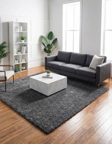Pebble Gray Soft Solid Shag Square Rug