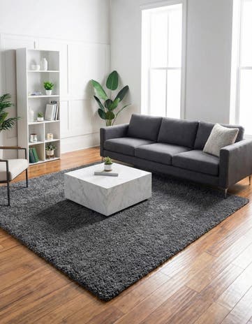 Pebble Gray Soft Solid Shag Square Rug
