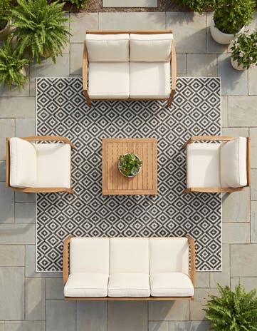 Charcoal Gray Easy-Clean Jill Zarin Costa Rica Indoor / Outdoor Square Rug