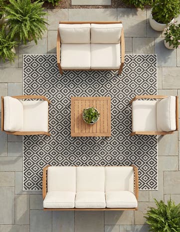 Charcoal Gray Easy-Clean Jill Zarin Costa Rica Indoor / Outdoor Square Rug