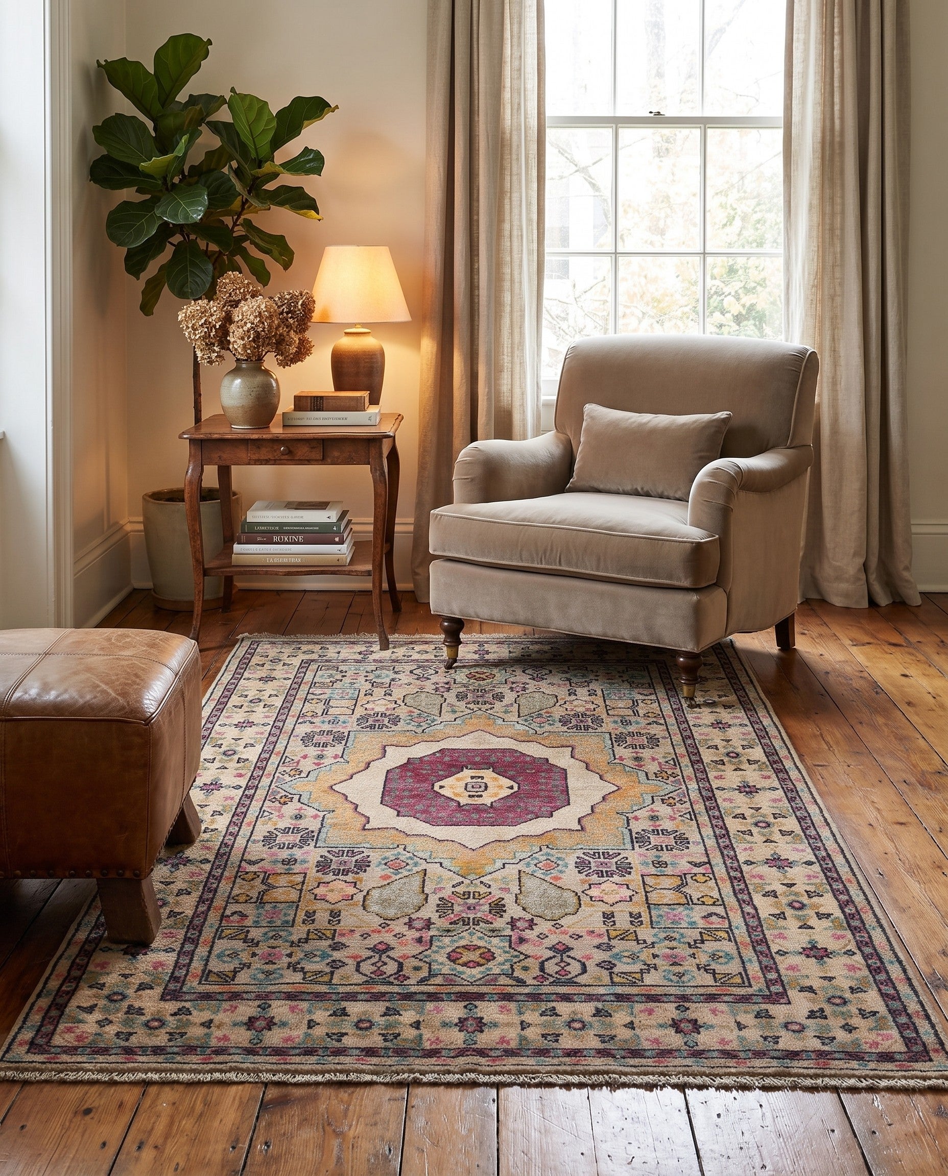 3' 5 x 5' Hand Knotted Mamluk Ziegler Rug