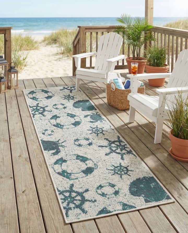 2' x 6' Easy-Clean Coastal Indoor / Outdoor Runner Rug
