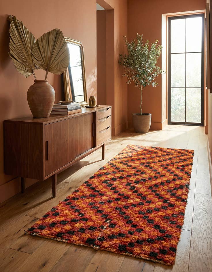 Detail image of 4' 6 x 7' 8 Hand Knotted Moroccan Wool Runner Rug