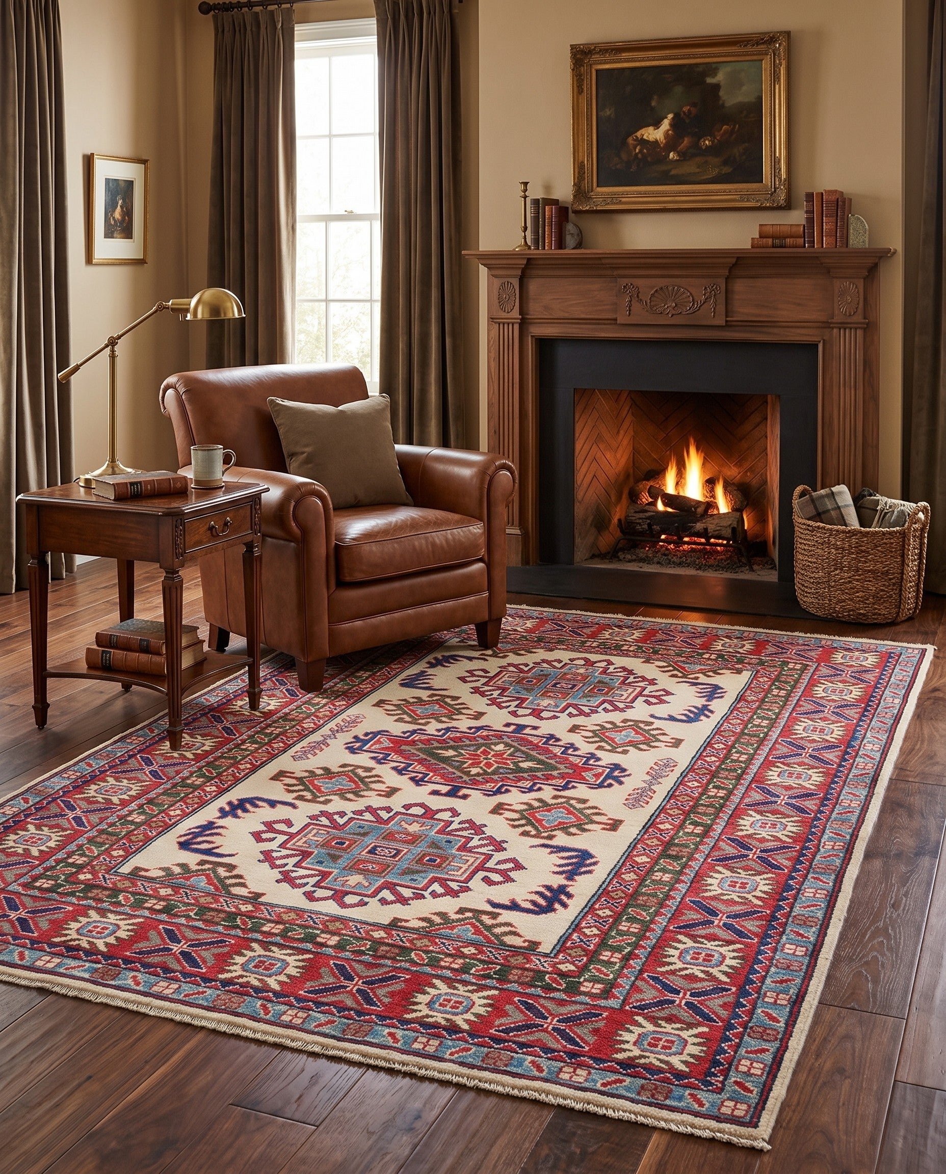 4' 2 x 5' 7 Hand Knotted Kazak Rug