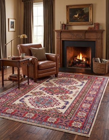 4' 2 x 5' 7 Hand Knotted Kazak Rug