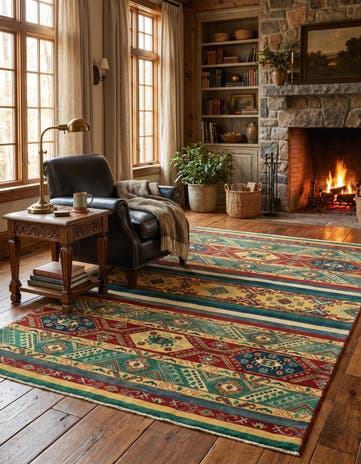 6' 8 x 9' 9 Hand Knotted Kazak Rug