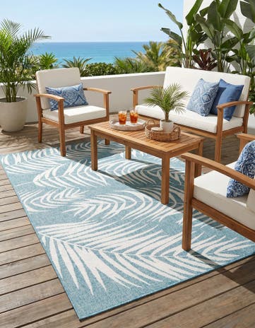 5' 3 x 8' Easy-Clean Botanical Indoor / Outdoor Rug