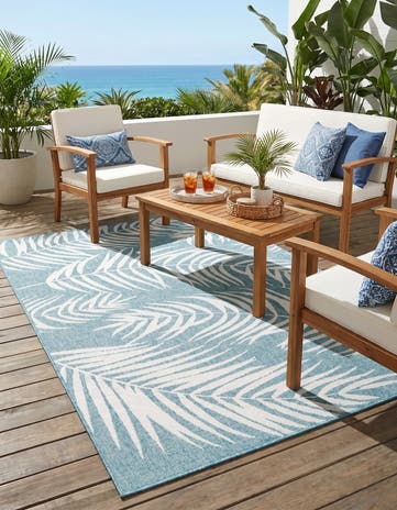 5' 3 x 8' Easy-Clean Botanical Indoor / Outdoor Rug