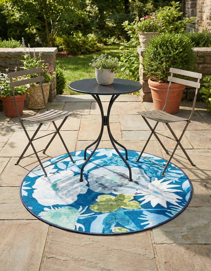 Detail image of 3' 3 x 3' 3 Washable Jill Zarin Caribbean Indoor / Outdoor Round Rug