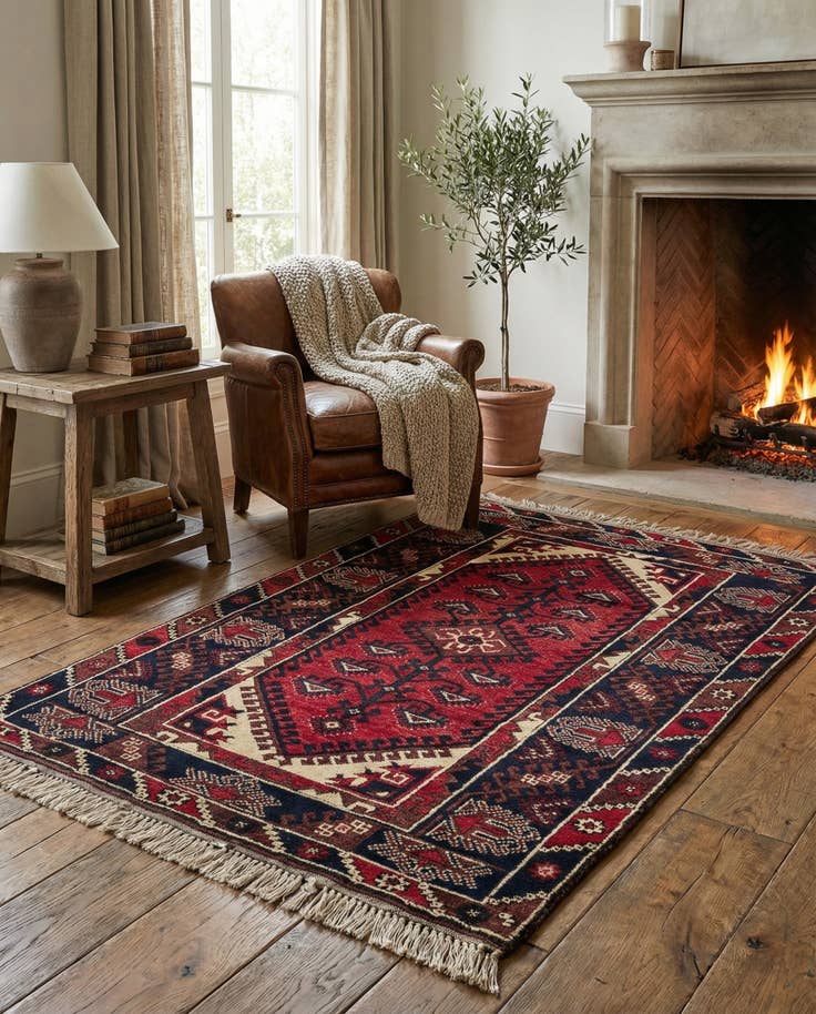 Detail image of 4' x 5' 9 Hand Knotted Balouch Oriental Wool Rug