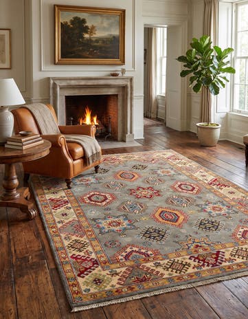 5' 3 x 7' 5 Hand Knotted Kazak Rug