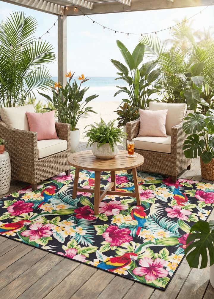 10' x 10' Easy-Clean Jill Zarin Caribbean Indoor / Outdoor Square Rug