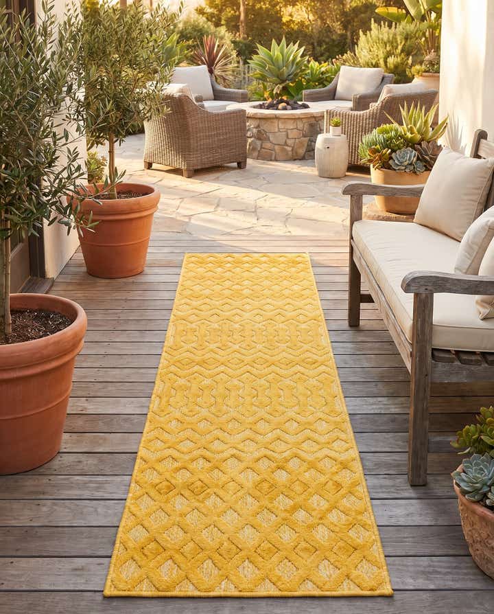 2' x 8' Easy-Clean Trellis Textured Indoor / Outdoor Runner Rug