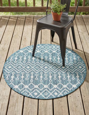 3' x 3' Easy-Clean Lattice Indoor / Outdoor Round Rug