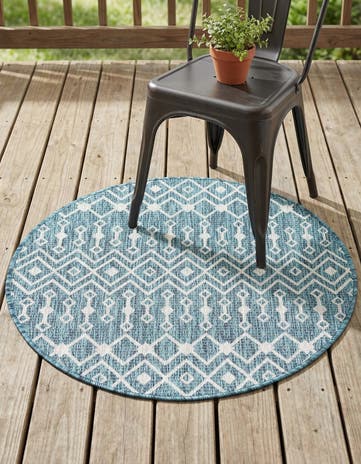 3' x 3' Easy-Clean Lattice Indoor / Outdoor Round Rug