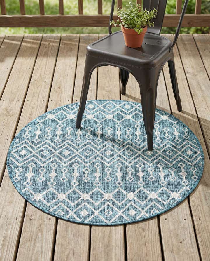 3' x 3' Easy-Clean Trellis Indoor / Outdoor Round Rug