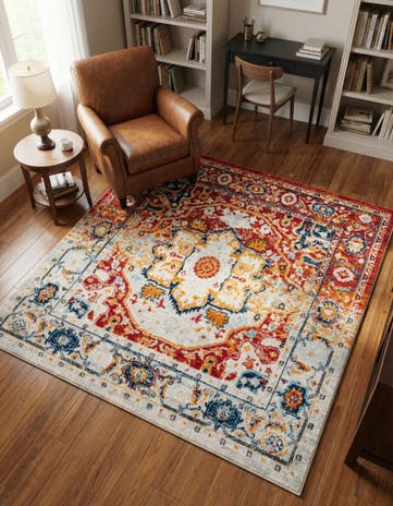 Rust Red Madeline Vintage Square Rug