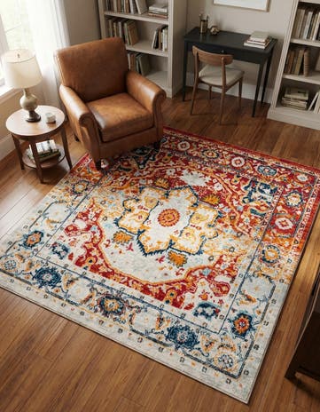 Rust Red Madeline Vintage Square Rug