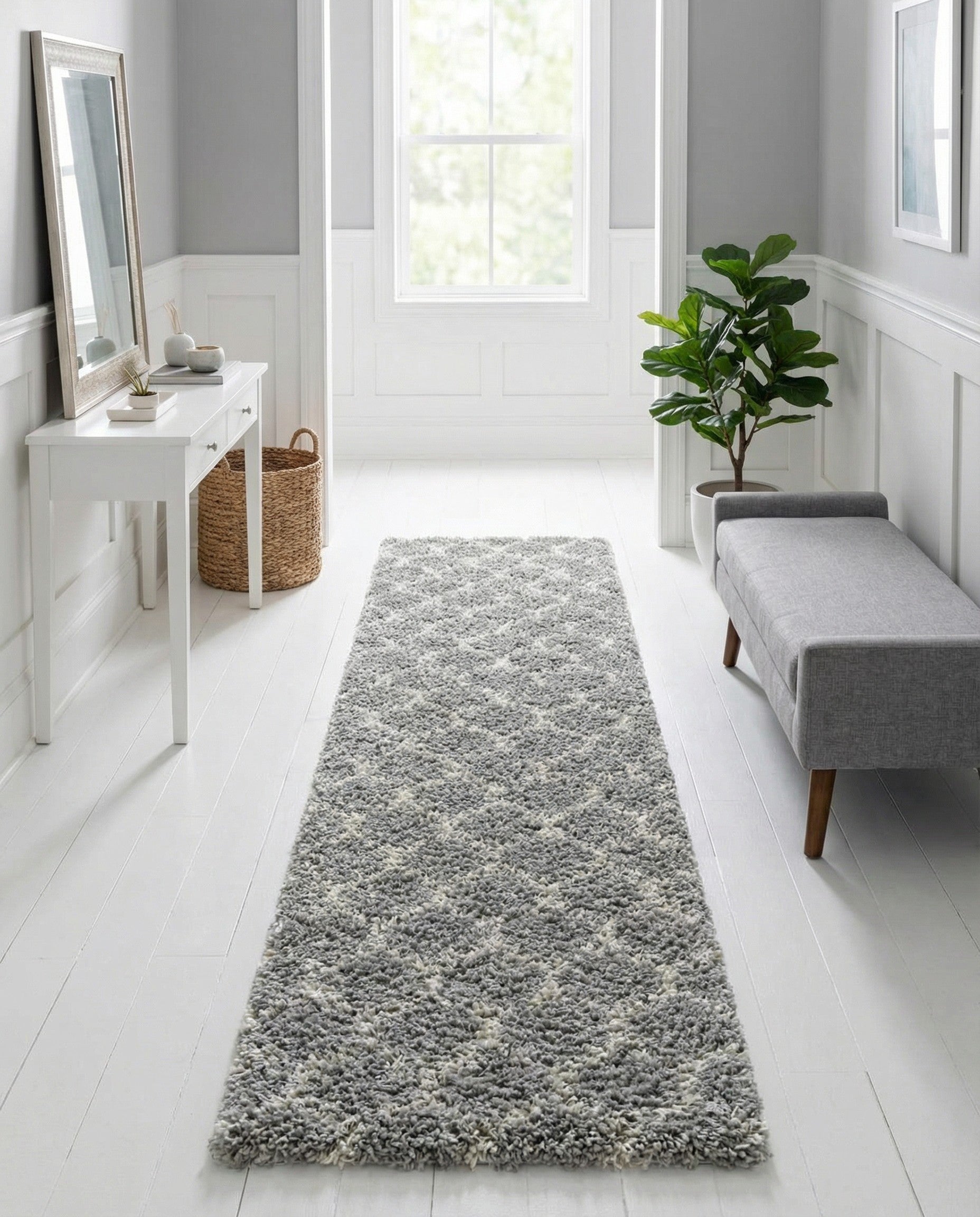 Primary image 2' 7 x 12' Trellis Shag Runner Rug