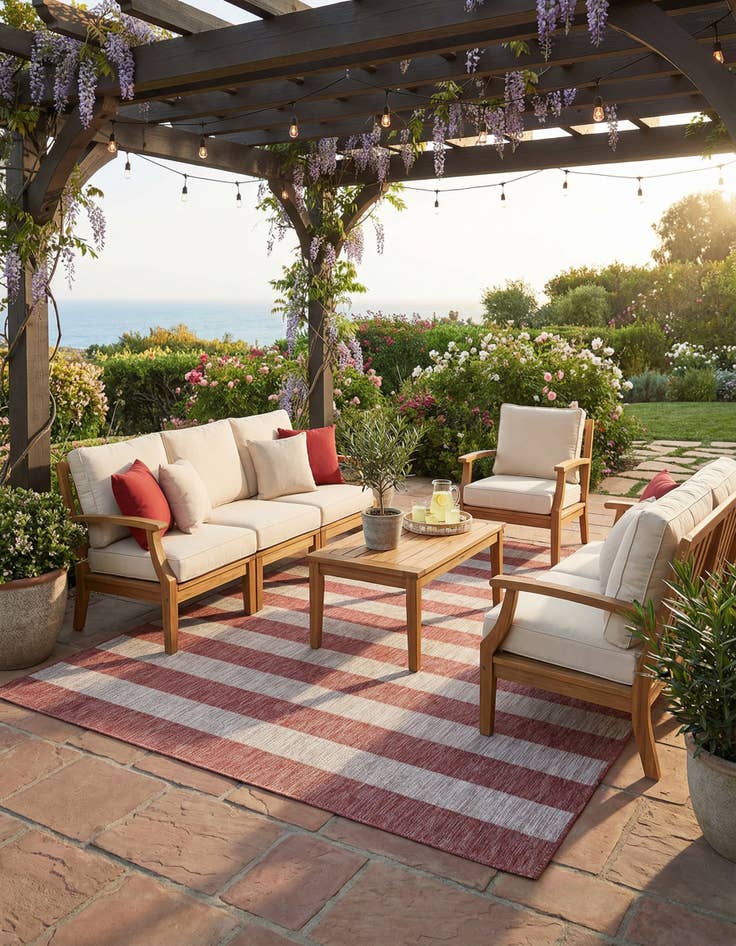 Detail image of 9' x 12' Washable Ribbon Indoor / Outdoor Rug