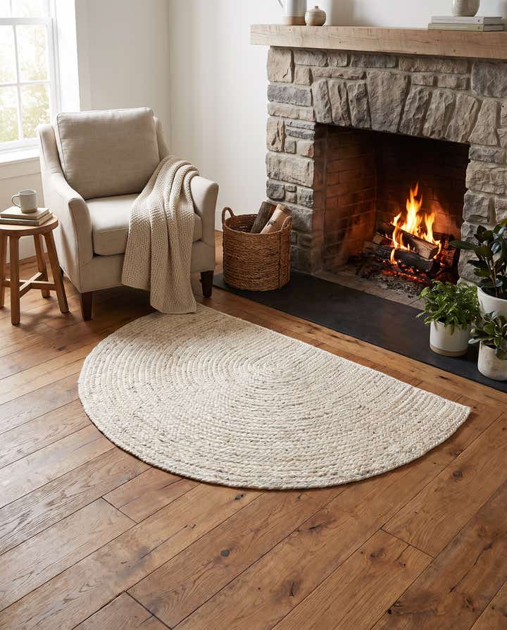 2' 7 x 4' 1 Handmade Braided Jute Hearth Rug