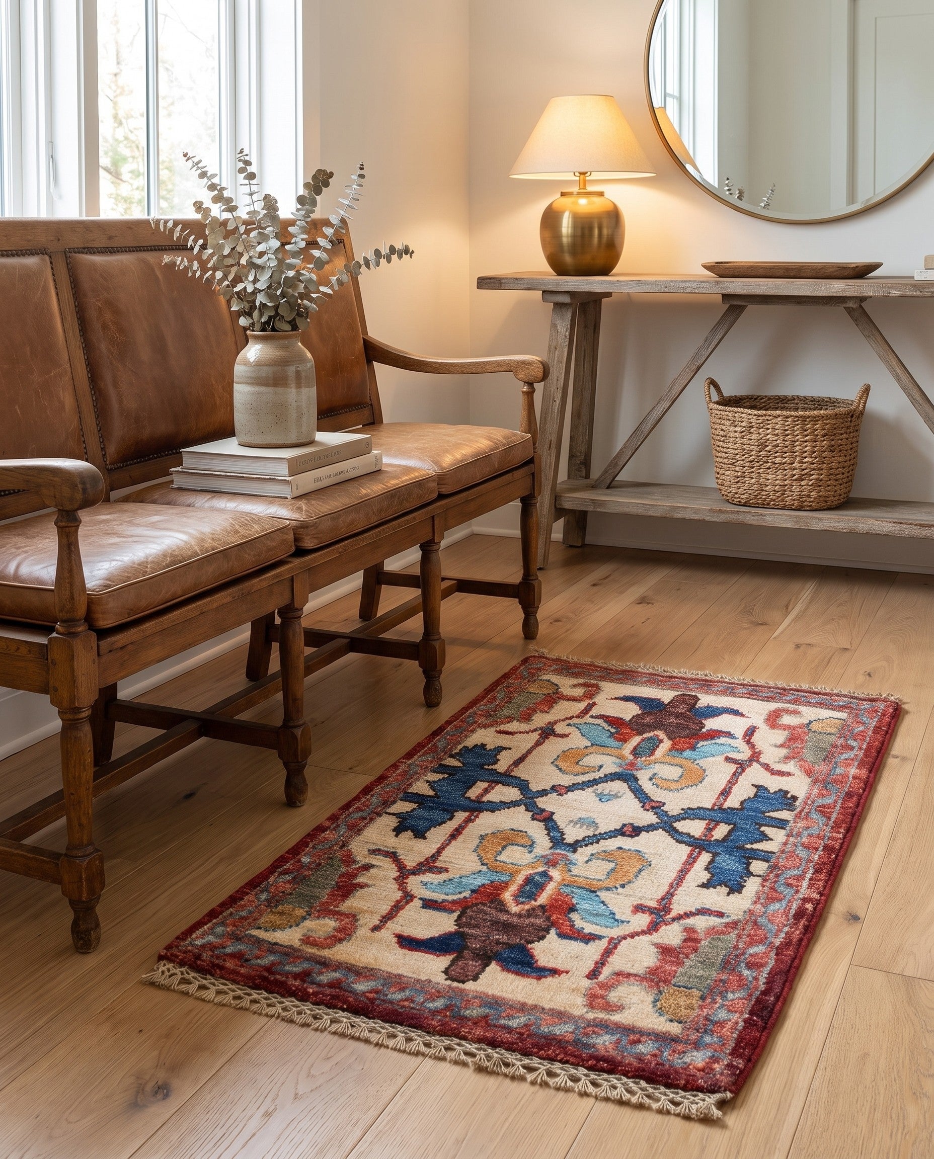 1' 4 x 2' Hand Knotted Ziegler Rug
