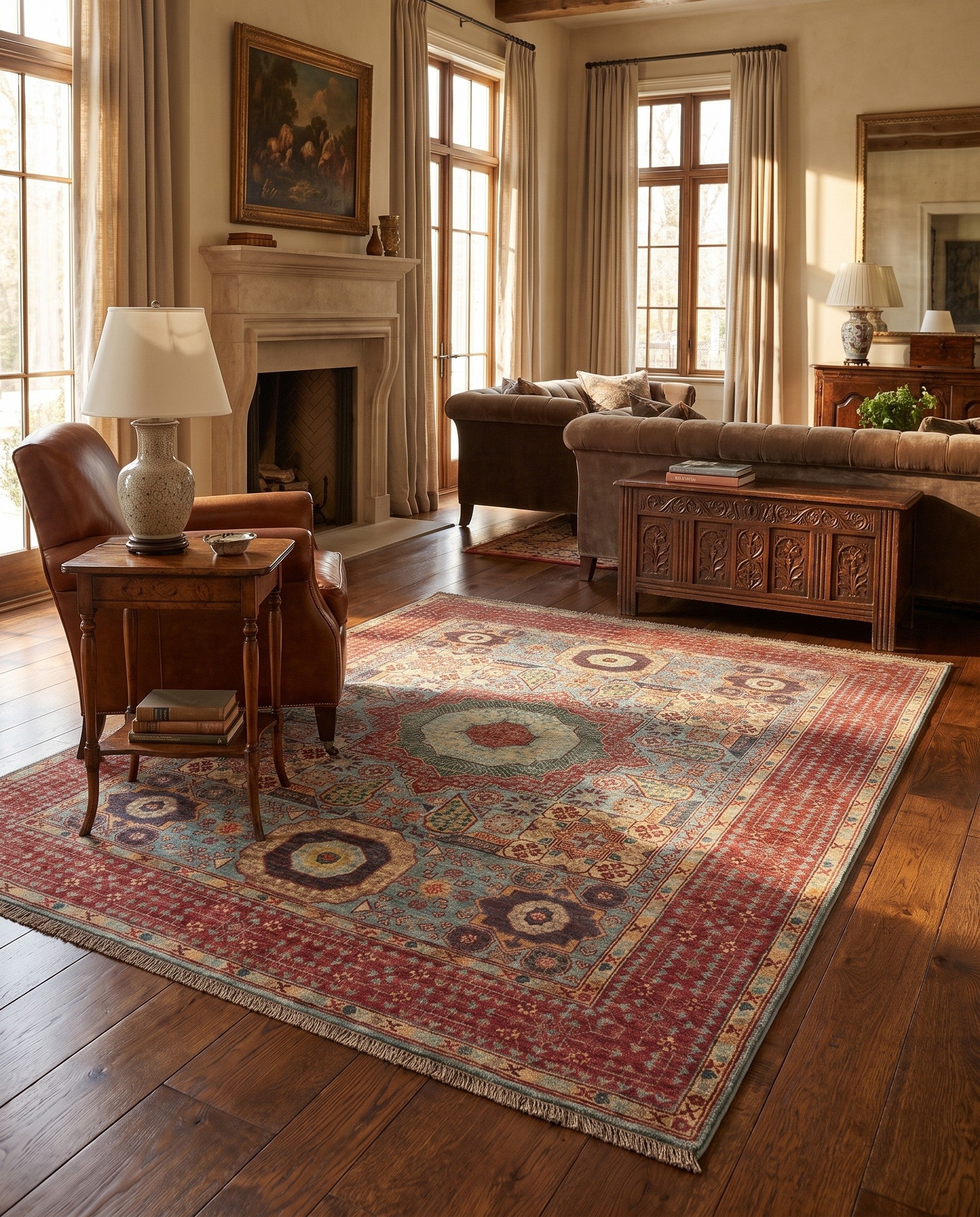 5' 2 x 6' 8 Hand Knotted Mamluk Ziegler Rug