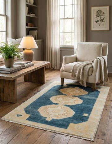 3' 5 x 4' 10 Hand Knotted Oushak Wool Rug