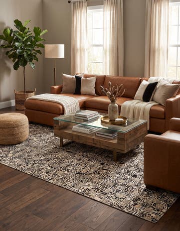 5' 1 x 8' Cowhide Leather Rug
