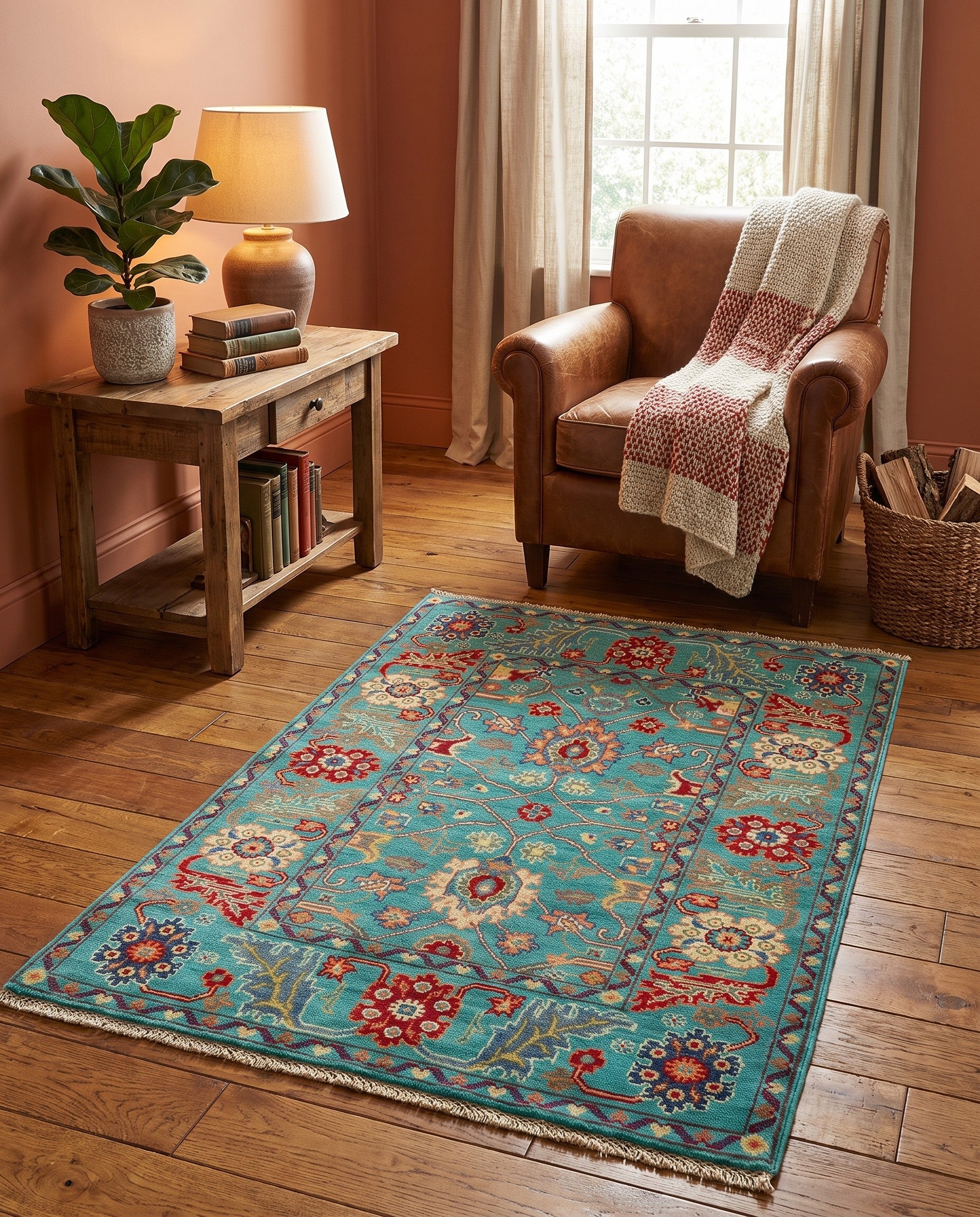 3' 4 x 4' 10 Hand Knotted Kazak Rug