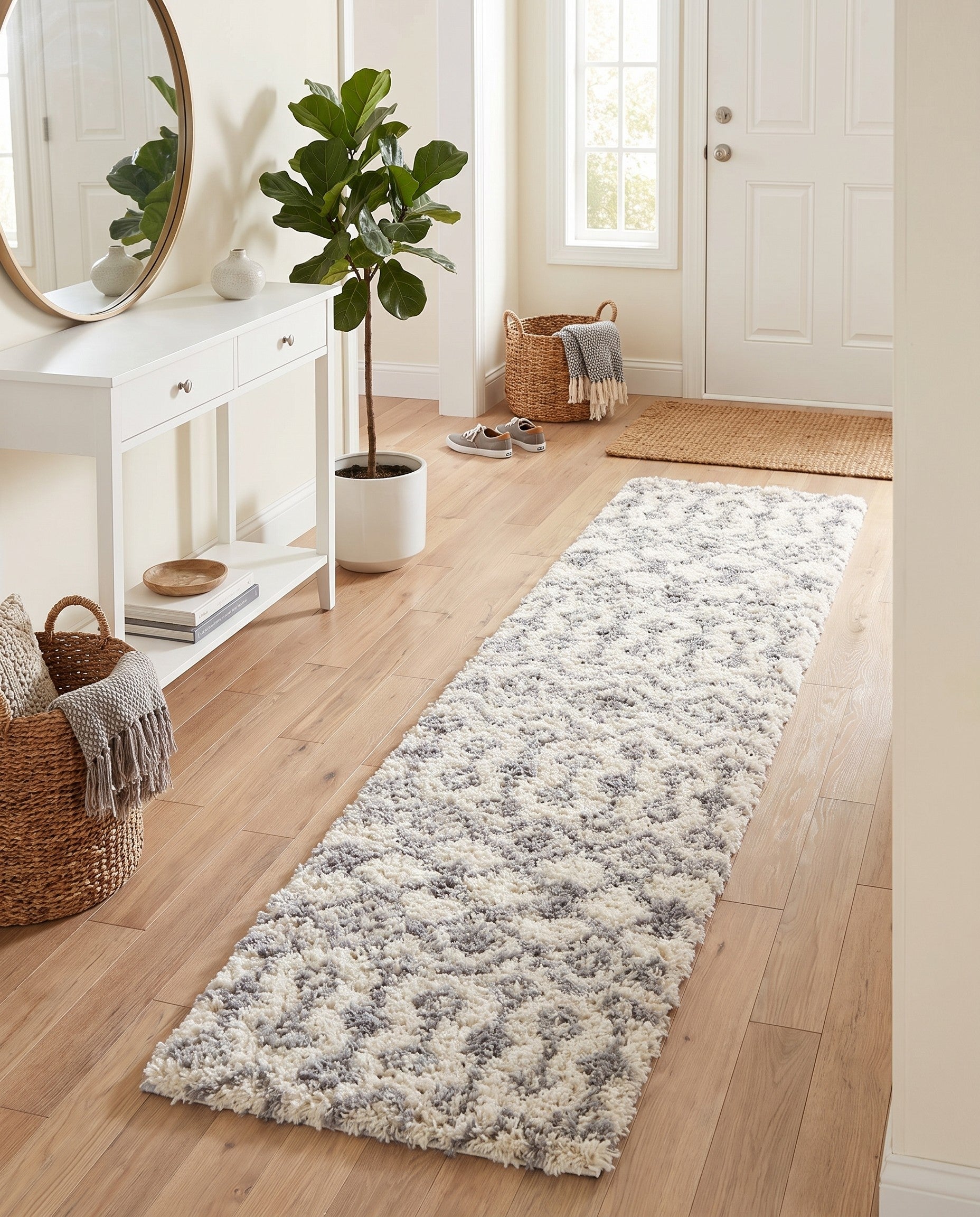 2' x 8' Moroccan Trellis Shag Runner Rug
