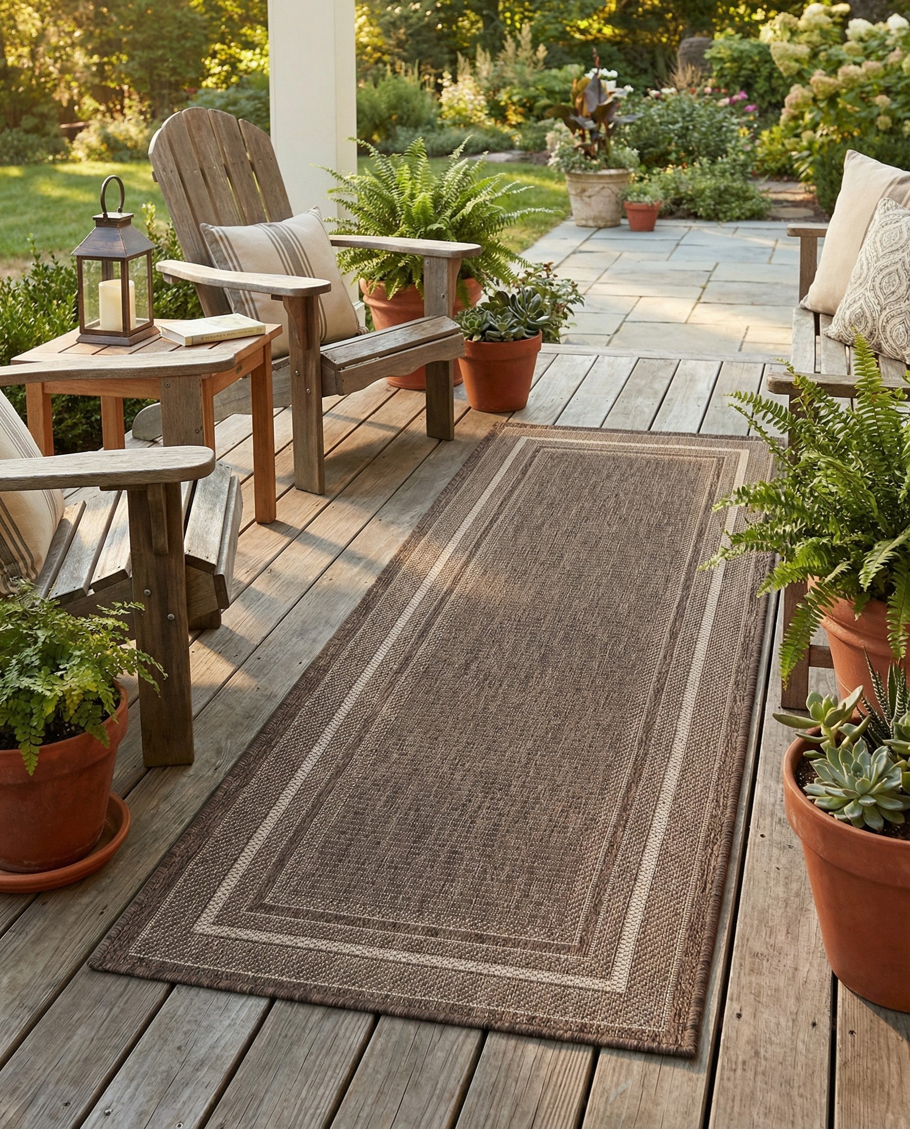 Primary image  2' x 5'  Washable Border Indoor / Outdoor Runner Rug