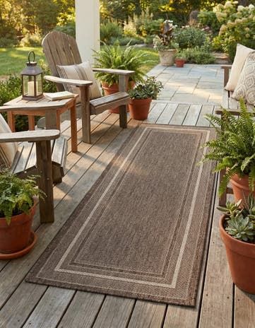 2' x 5' Easy-Clean Border Indoor / Outdoor Runner Rug